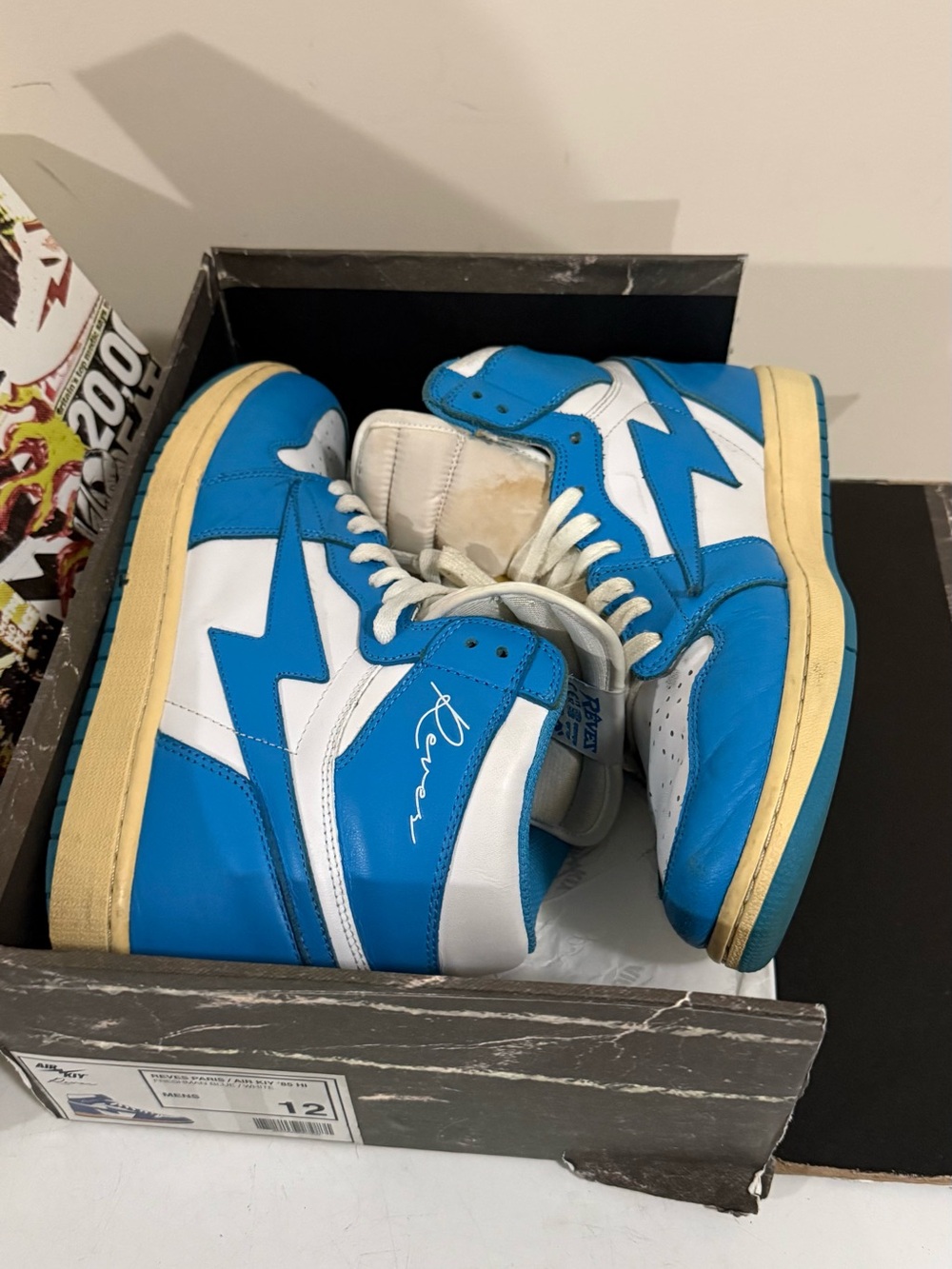Air Kiy Blue & White High-Top Men's Sneakers